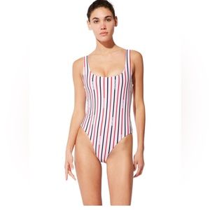 Saint James x Solid & Striped One Piece Swimsuit Striped Red/Navy Reversible XS